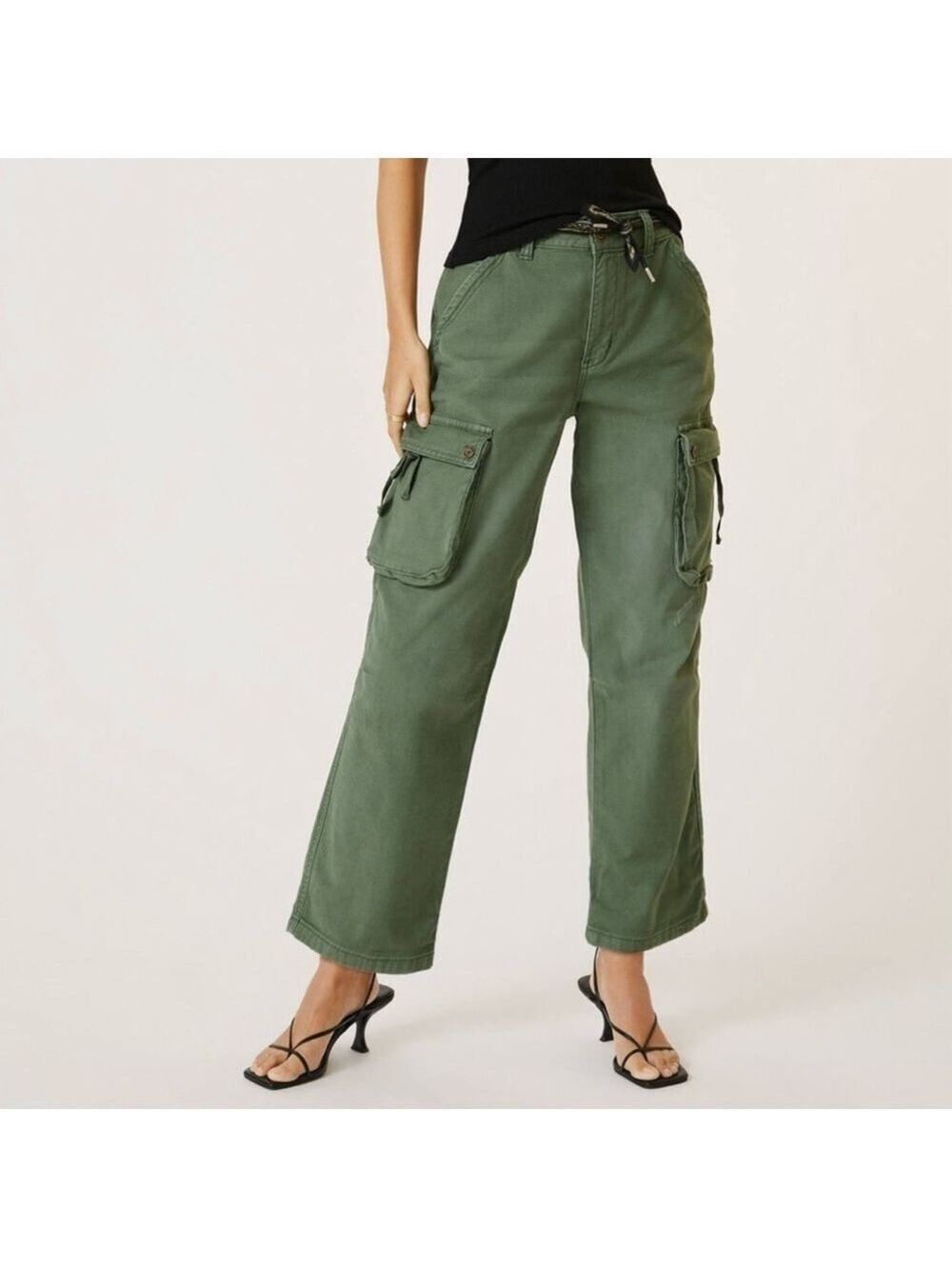 Anthropologie Pilcro Cargo Utility Pants Size 25 Olive Green Relaxed Fit Pockets